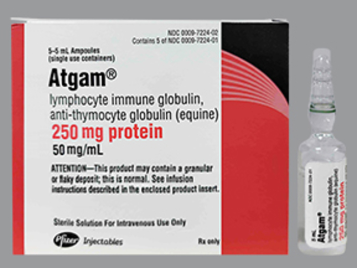 Rx Item-Atgam 50mg/ml equine thymocyte immune globulin inj Amp 5X5ml by Pfizer 