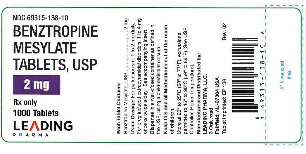 Rx Item-Benztropine Mesylate 2Mg Tab 1000 By Leading Pharma Gen Cogentin