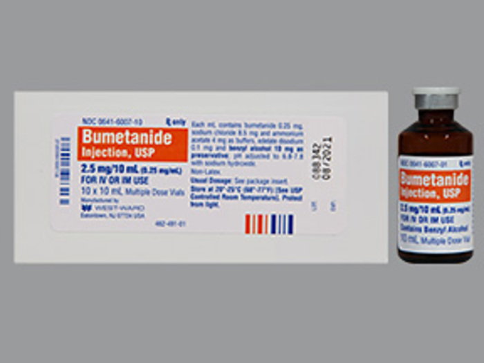 Rx Item-Bumetanide 0.25mg/ml Vial 10X10ml by Westward Pharma