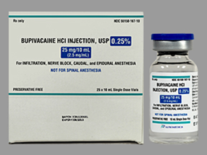 Rx Item-Bupivacaine 0.25% 25X10 ML Single Dose Vial by Auromedics Pharma USA 