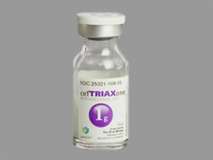 Rx Item-Ceftriaxone 1 gm Vial 25 By Sagent Pharma Gen Rocephin