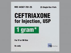 Rx Item-Ceftriaxone 1 gm Vial 25 By Wg Critical Care Gen Rocephin