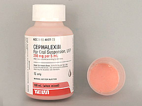 Rx Item-Cephalexin 250MG/5ML 100 ML Suspension by Teva Pharma USA Gen Keflex
