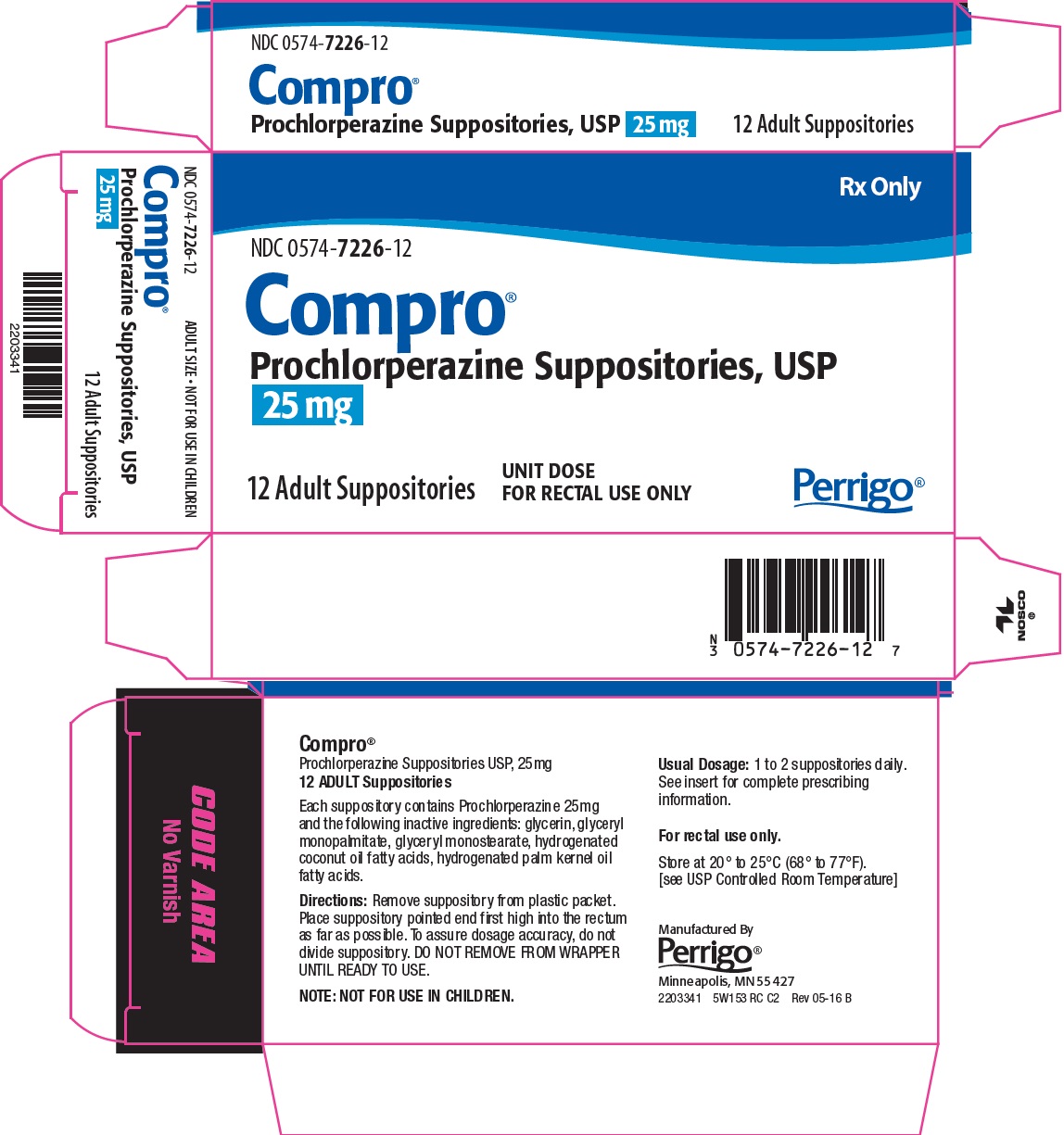 '.Compro 25Mg Suppository 12 By Perrigo Ph.'