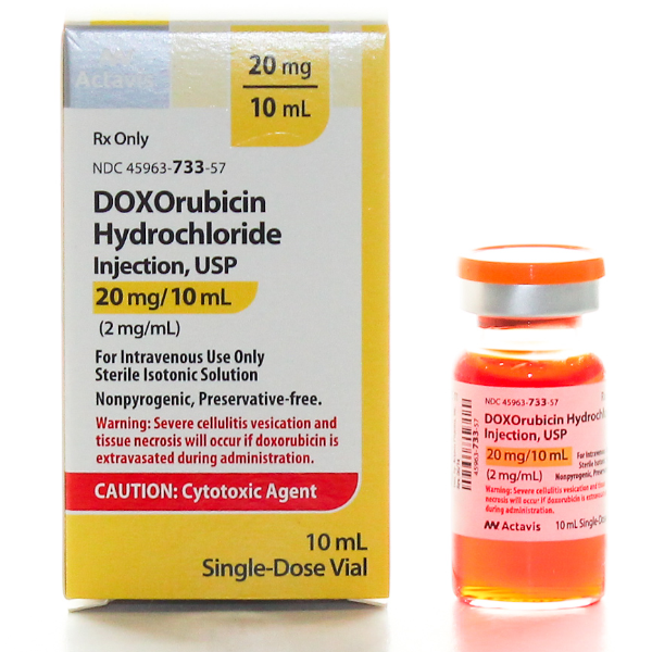 Rx Item-Doxorubicin 20Mg 10Ml Vial 10Ml By Actavis Pharma Refrigerated
