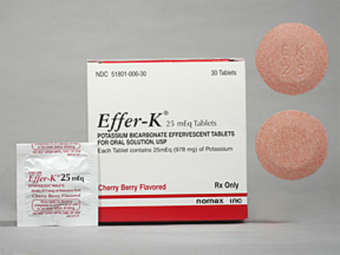 Rx Item-Effer-K  25 Meq potassium bicarbonate/cit ac Tab 30 By Nomax 