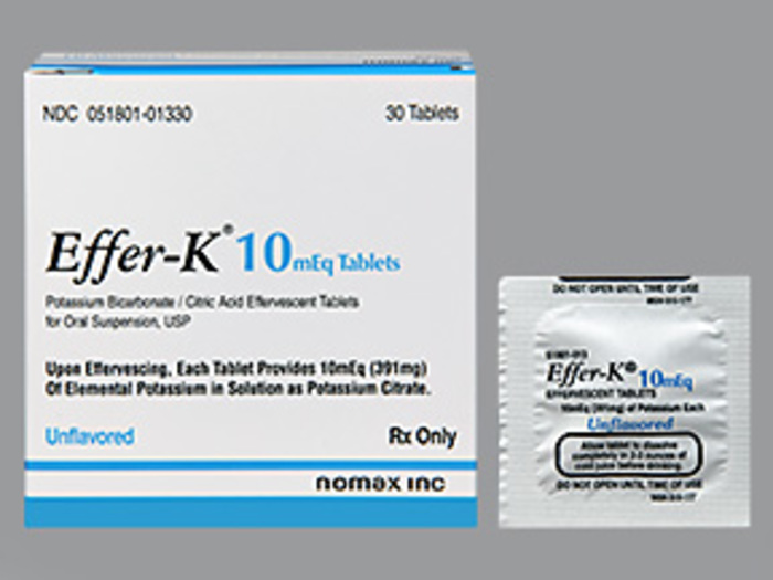 Rx Item-Effer-K Eff 10MEQ UN potassium bicarbonate/cit ac 30 Tab by Nomax Pharmacy USA