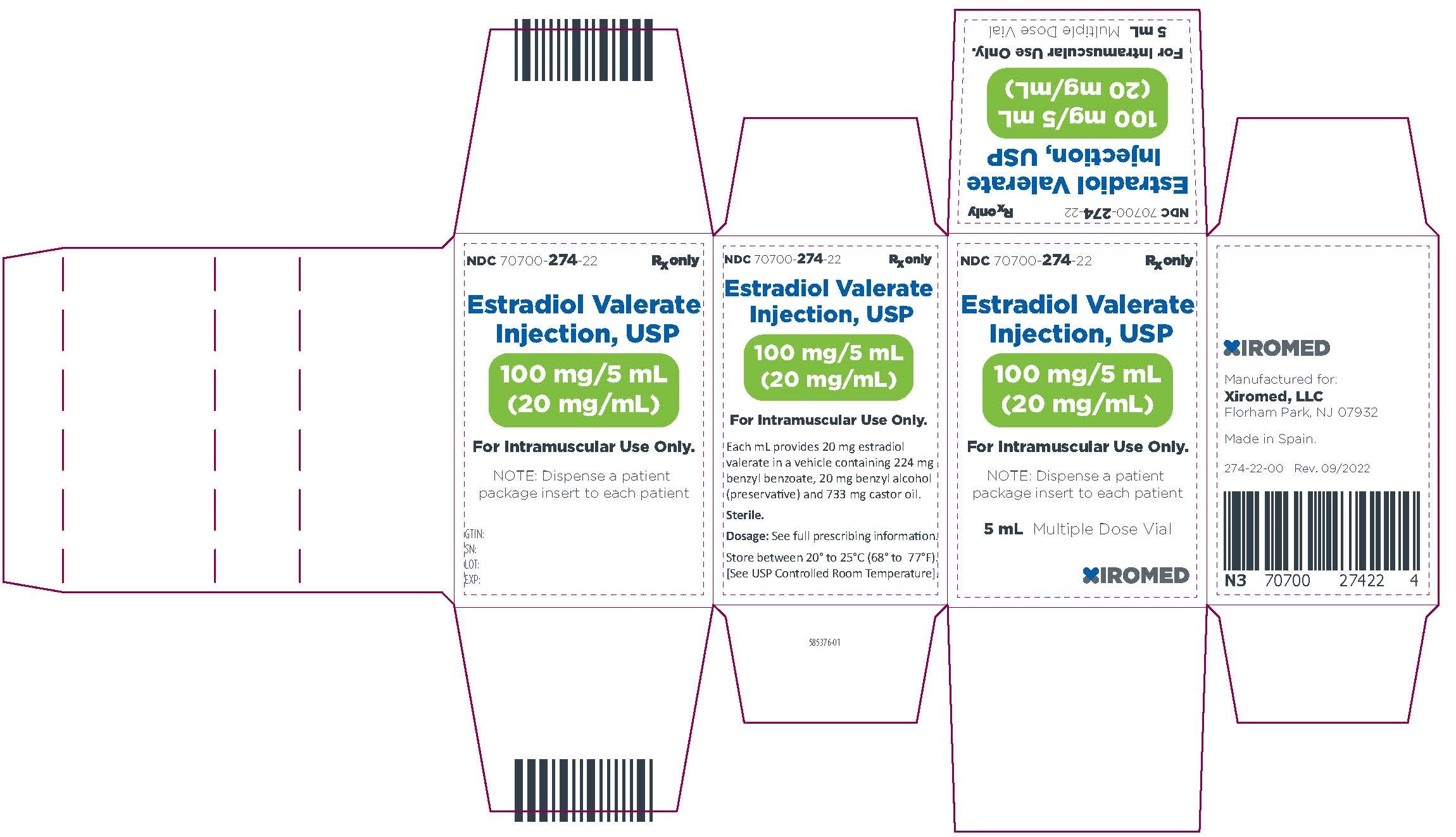 Rx Item-Estradiol Valerate 20Mg/Ml 100mg Vial 5Ml By Xiromed  Gen Delestrogen