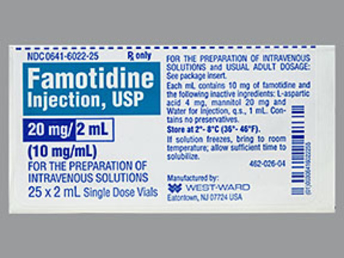 Rx Item-Famotidine 20MG2ML 25X2 ML Single Dose Vial -Keep Refrigerated - by Hikma Pharma USA 