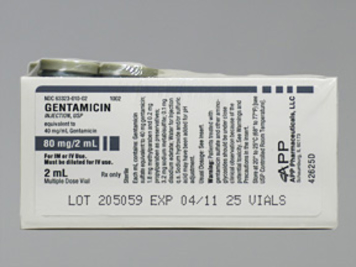 Rx Item-Gentamicin 40MG/ML 25X2 ML Multi Dose Vial by Fresenius Kabi Pharma USA 