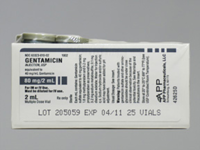 Rx Item-Gentamicin 80Mg/2Ml Vial 25X2Ml By Fresenius Kabi USA Gen Garamycin