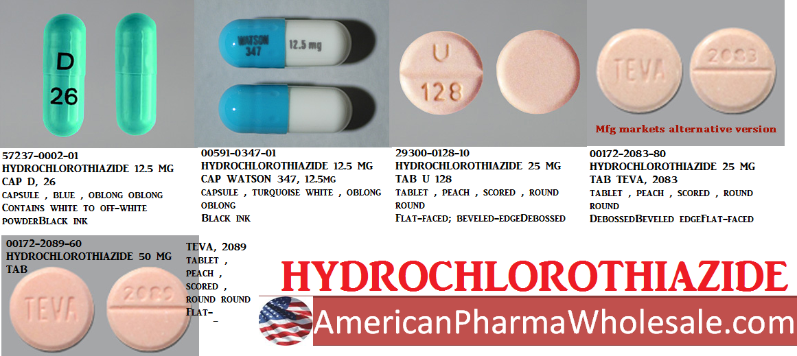 Hydrochlorothiazide 12.5mg Cap 500 by Mylan Pharma