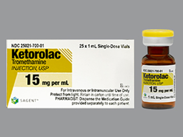Rx Item-Ketorolac 15MG 25X1 ML Single Dose Vial  by Sagent Pharma USA 