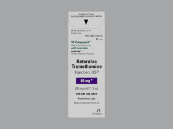 Rx Item-Ketorolac L-L 30MG/ML 10X2 ML Carpuject by Pfizer Pharma USA Injec Gen Toradol