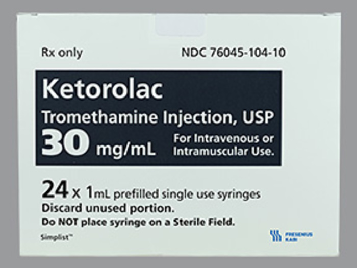 Rx Item-Ketorolac Tromethamine 30MG 24X1 ML INJ by Fresenius Kabi Pharma USA Gen Toradol