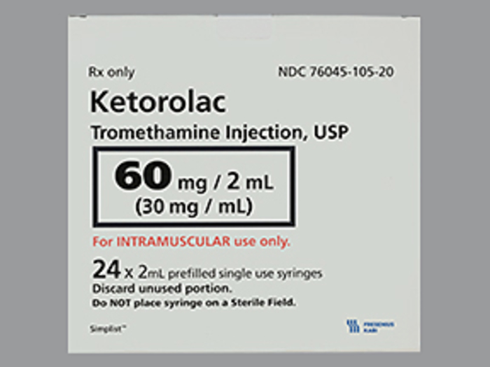 Rx Item-Ketorolac Tromethamine 60MG 24X2 ML INJ by Fresenius Kabi Pharma USA Gen Toradol