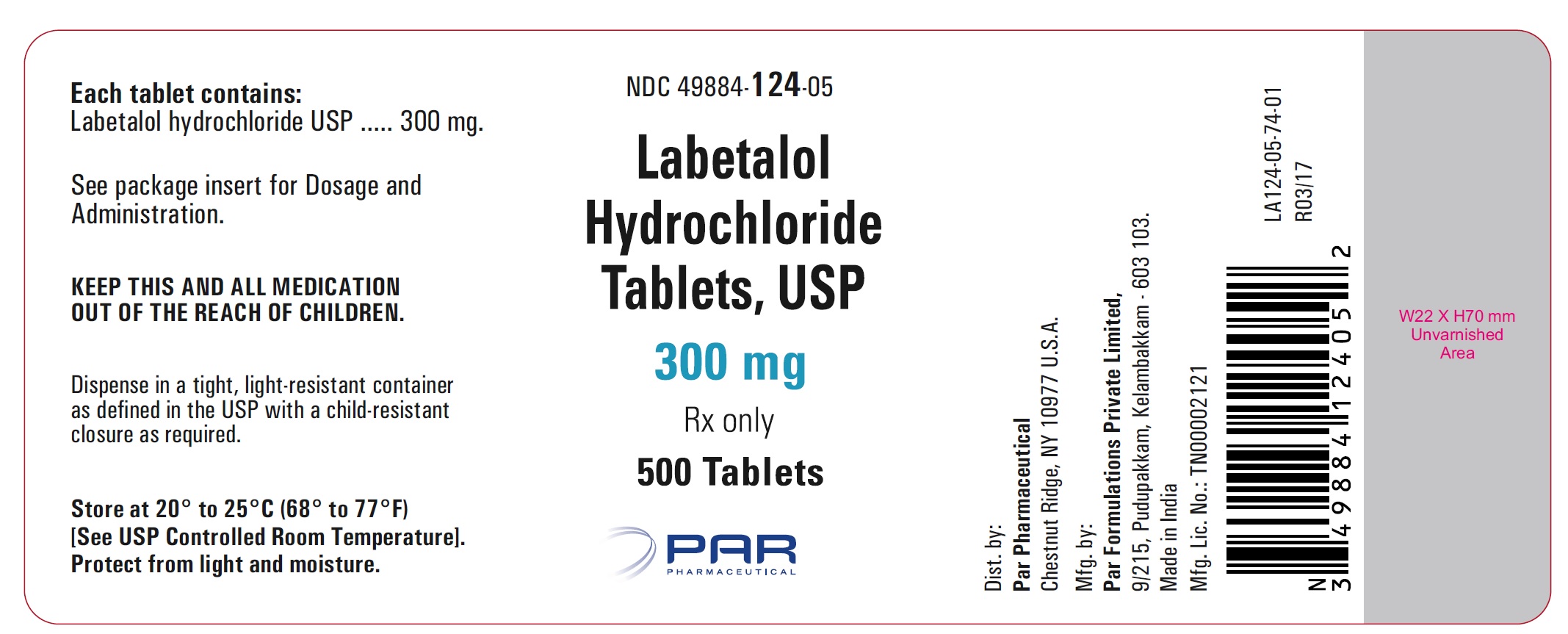 '.Labetalol 300Mg Tab 500 By Par.'