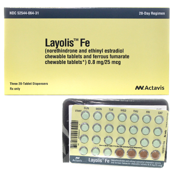 Rx Item-Layolis Fe 0.8-.025MG 3X28 CHW by Teva Pharma USA 