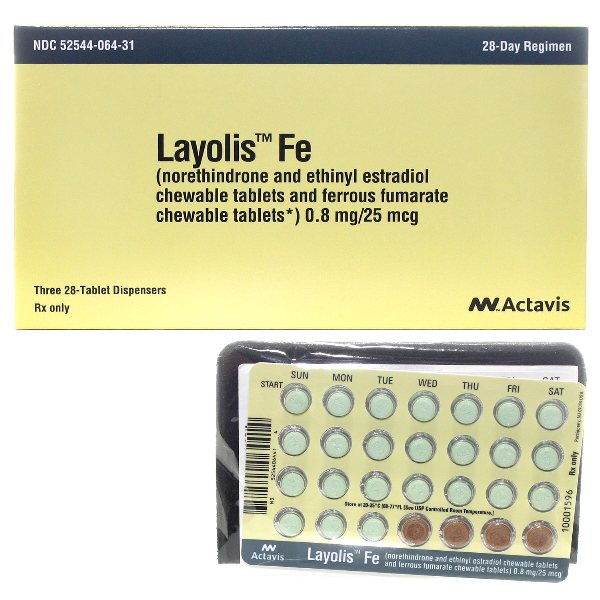 Rx Item-Layolis Fe 0.8 25(24) Chewable 3X28 By Actavis Pharma(Teva)