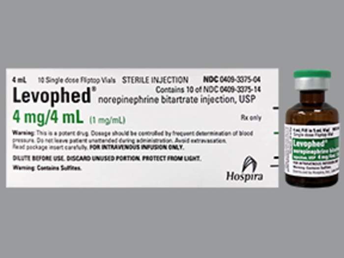 RX ITEM-Levophed 1Mg/Ml Vial 10X4Ml By Hospira Worldwide Norepinephrine 