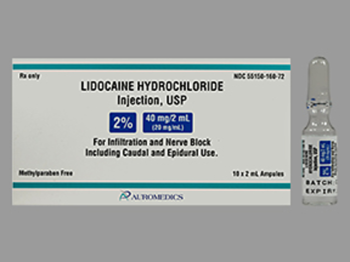 Rx Item-Lidocaine 2% 40MG 10X2 ML Ampoule by Auromedics Pharma USA 