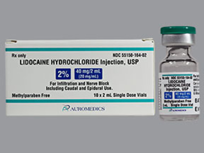 Rx Item-Lidocaine 2% 40MG 10X2 ML Vial by Auromedics Pharma USA 