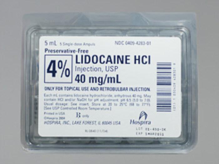 Rx Item-Lidocaine 4% Topical & Retrobulbar 40Mg/Ml Amp 25X5Ml By Hospira