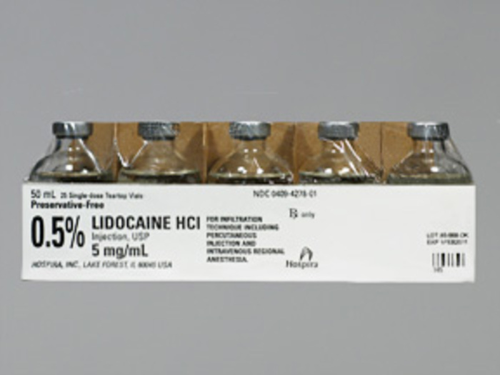 Rx Item-Lidocaine .5% 5Mg/Ml PF  Vial 25X50Ml By Hospira
