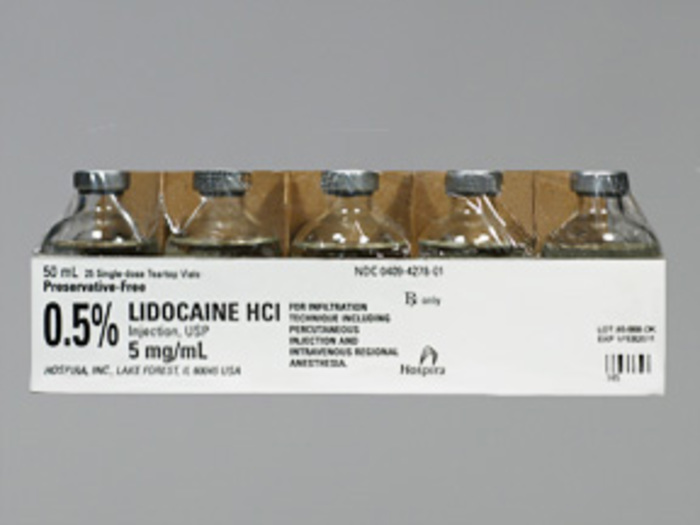 Rx Item-Lidocaine .5% 5Mg/Ml PF  Vial 25X50Ml By Hospira  Pfizer Pharma USA Injec