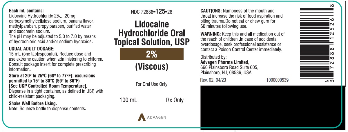 Rx Item-Lidocaine Viscous 2% Solution 100Ml By Advagen Pharma USA