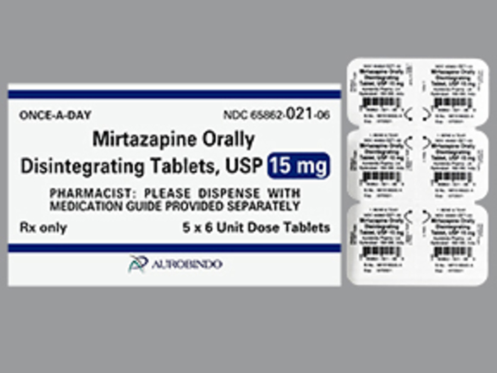 RX ITEM-Mirtazapine 15Mg Tab 30 By Aurobindo Pharma Gen Remeron Soltab