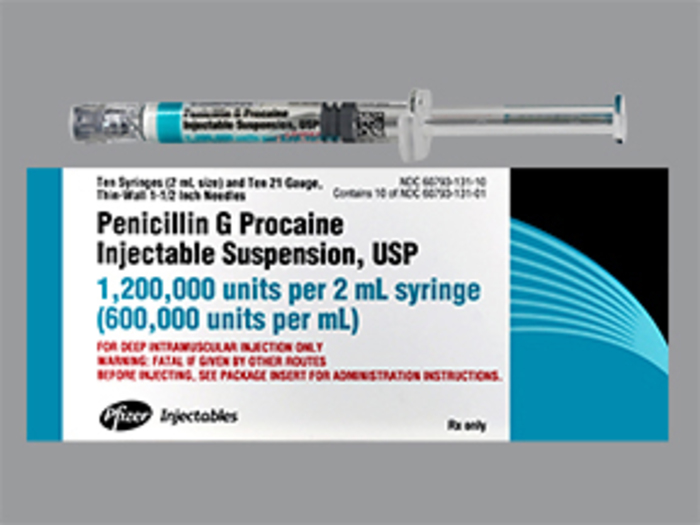 Rx Item-Penicillin G Procaine 1.2Mm 2 Ml Syringe 10X2Ml By Pfizer Pharma