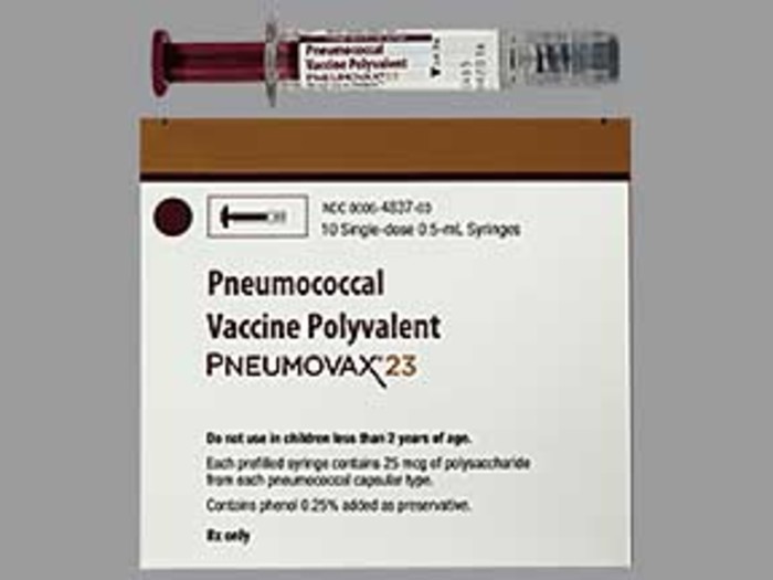 Rx Item-Pneumovax pneumococcal vaccine 23 25Mcg 0.5 Syringe 10X0.5Ml By Merck 