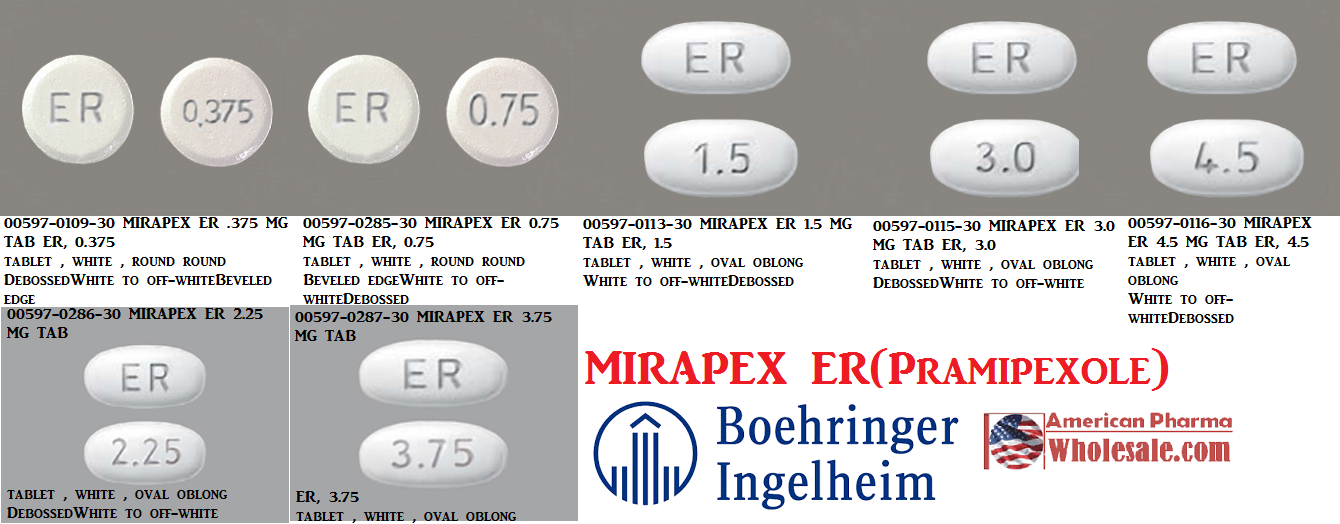 Rx Item-Mirapex ER 2.25MG 30 Tab by Boehringer Ingelheim Pharma USA 