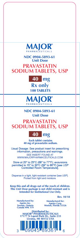 Rx Item-Pravastatin 40Mg Tab 100 Unit Dose Package By Major Pharma Gen Pravachol