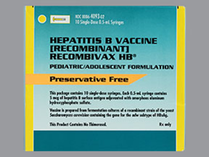 Rx Item-Recombivax Hb 5MCG/.5ML 10X0.5 ML PFS-Keep Refrigerated - by Merck & Co Pharma USA 