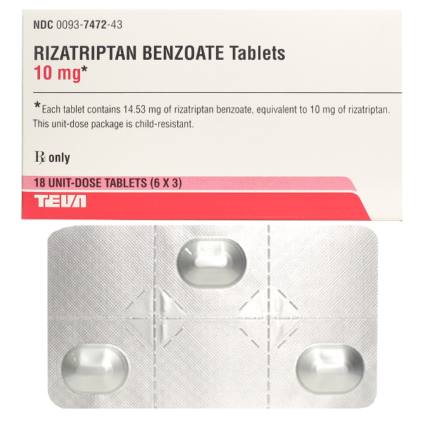 Rx Item-Rizatriptan 10Mg Tab 18 By Teva Pharma Gen Maxalt