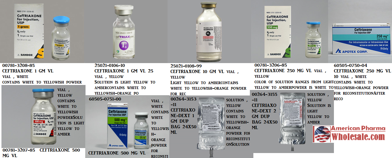 Rx Item-Ceftriaxone 1 Gm Vial Each By Hospira Worldwide