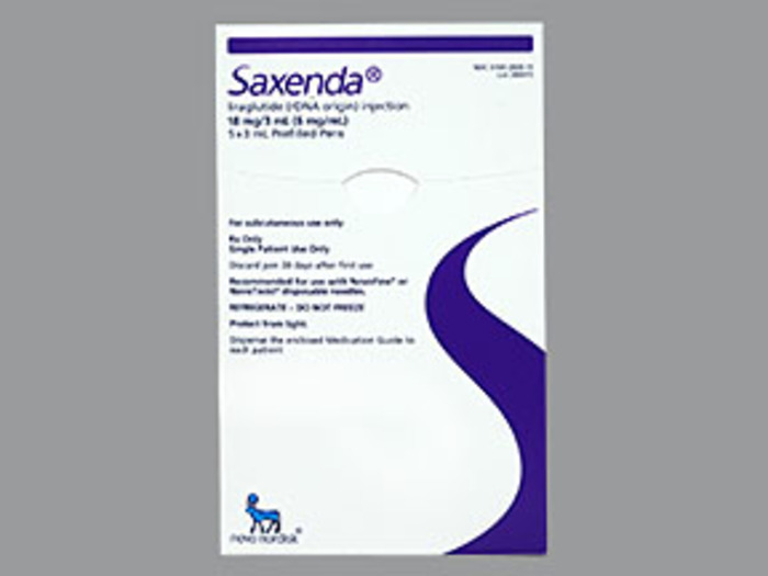 Rx Item-Saxenda 18MG3ML 5X3 ML  liraglutide Sq Inj -Keep Refrigerated - by Novo Nordisk Pharma USA