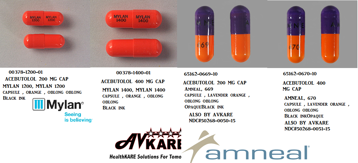 Rx Item-Acebutolol 200mg Cap 100 By Mylan Pharma Gen Sectral