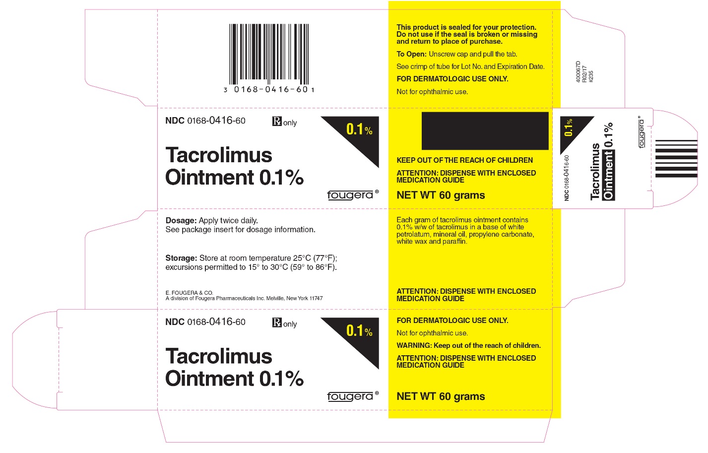 Rx ItemTacrolimus 0.1 Ont 60Gm By Fougera Pharma Gen Protopic