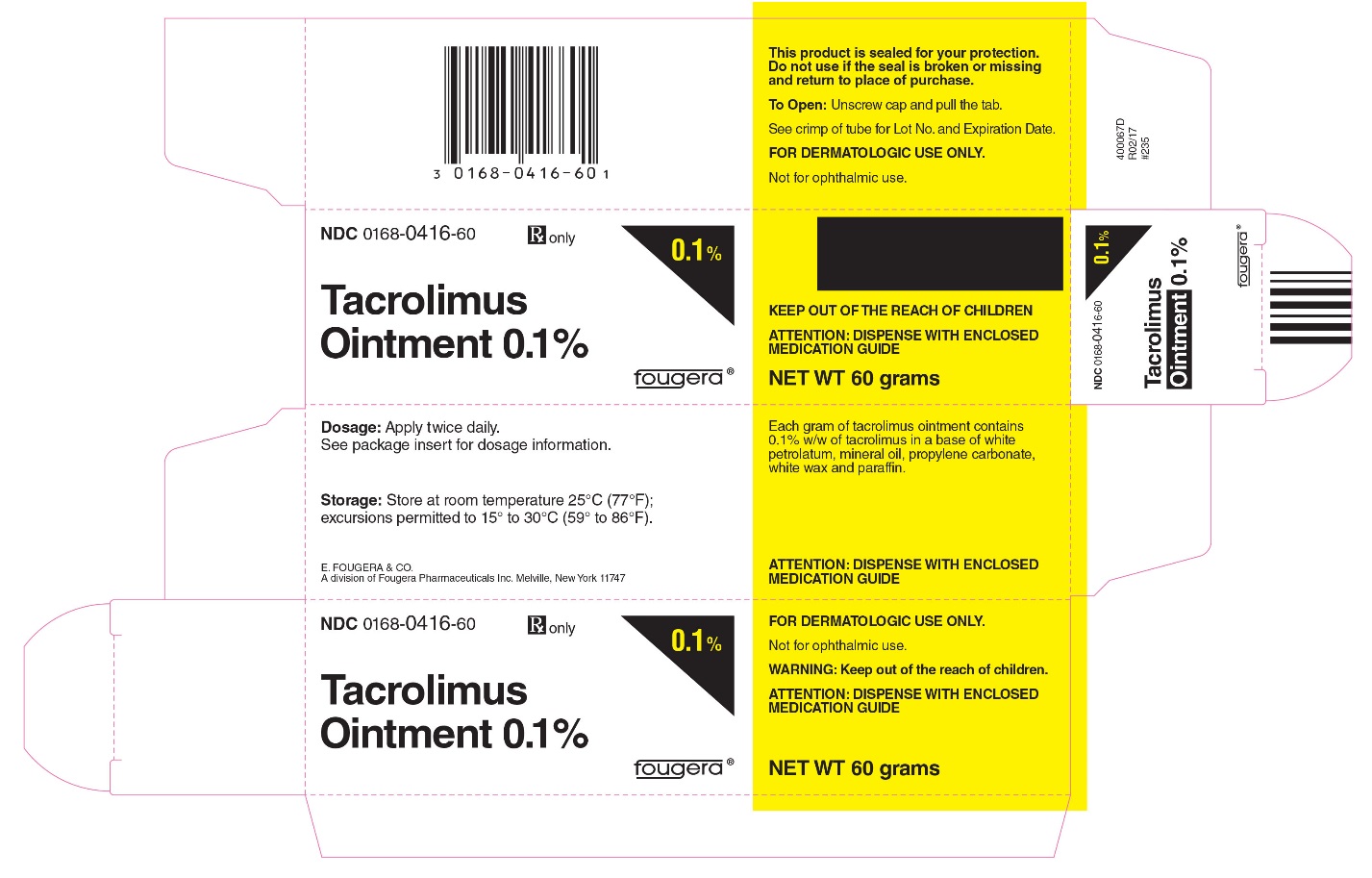 Rx Item-Tacrolimus 0.1% Ont 60Gm By Fougera Pharma Gen Protopic 