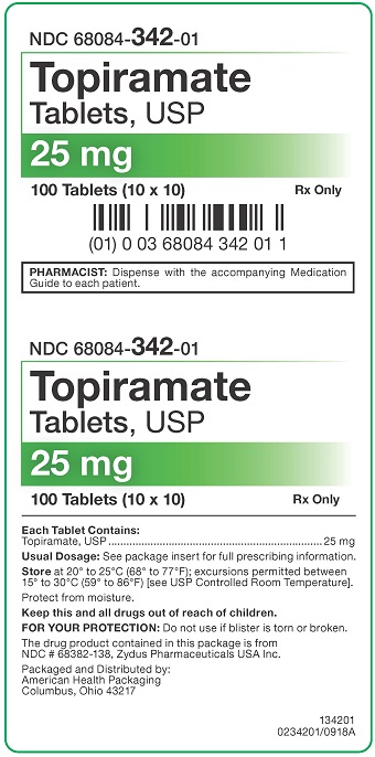 Rx Item-Topiramate 25Mg Tab 100 By American Health Packaging Gen Topamax UD