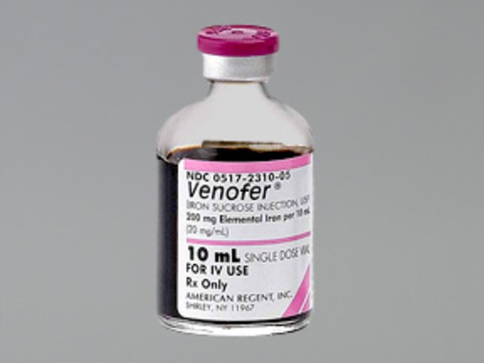 Rx Item-Venofer 20MG/ML 5X10 ML Single Dose Vial  iron sucrose complex IV Vial  200MG/10ML by American Regent Lab USA Brand