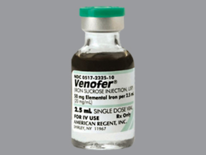 Rx Item-Venofer 50MG 10X2.5 ML iron sucrose complex IV Vial  50MG/2.5ML Vial by American Regent Lab USA Brand