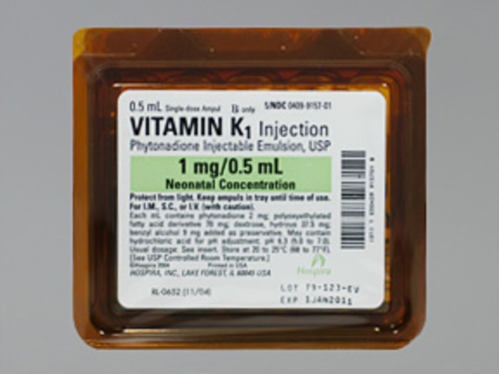 Rx Item-Vit K 1 MG/0.5ML 25X0.5 ML Ampoule by Pfizer Pharma USA Injec