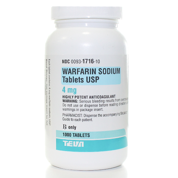 Image 1 of Rx Item-Warfarin 4Mg Tab 1000 By Teva Pharma Gen Coumadin