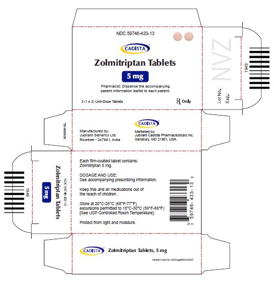 Rx ItemZolmitriptan 5MG IR 3 Tab by Jubilant Cadista Pharma USA Gen Zomig