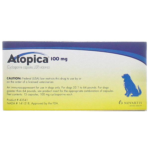 Atopica Capsules 100mg 15# 15 Cap By Novartis Pet Rx(Vet)