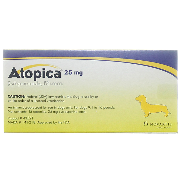 Atopica Capsules 25mg 15# 15 Cap By Novartis Pet Rx(Vet)